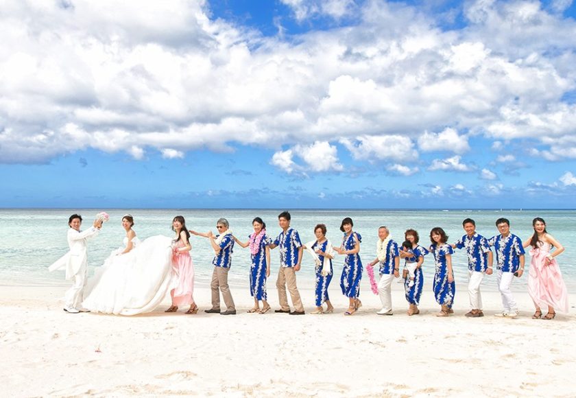 グアムでの挙式撮影 ビーチで撮影 Leaf Wedding