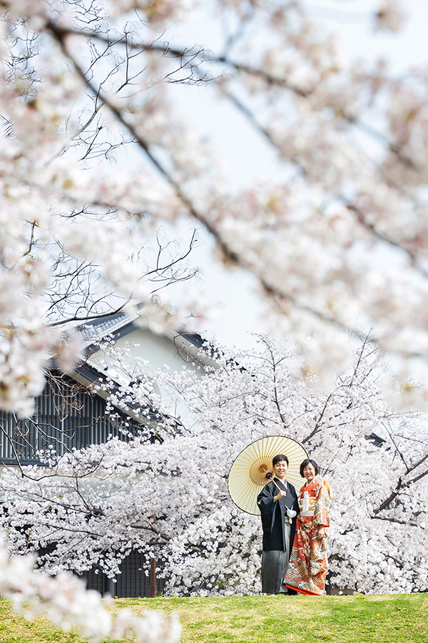 名古屋城での和装前撮り撮影。桜満開！