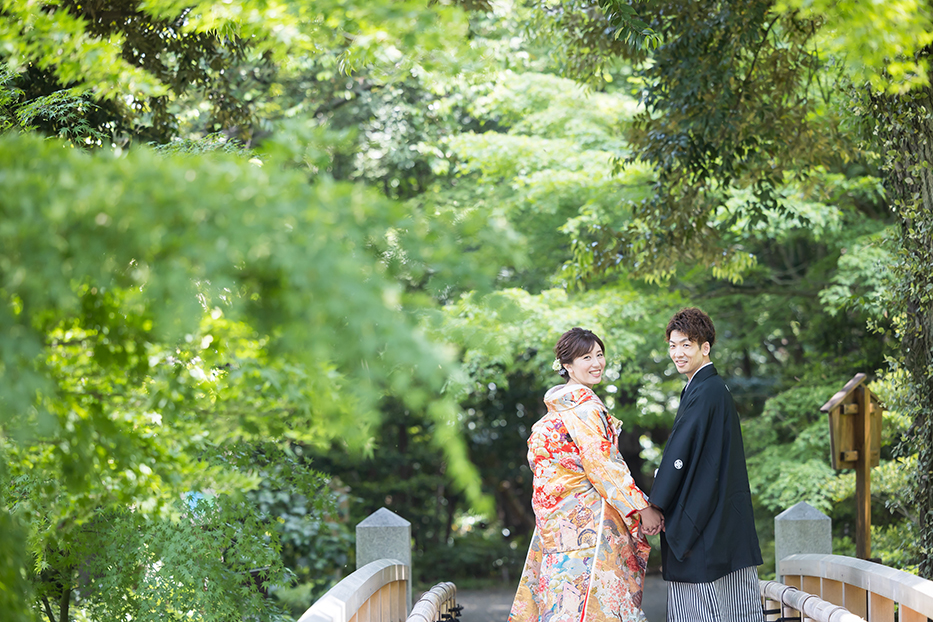 名古屋・徳川園での和装前撮り撮影。