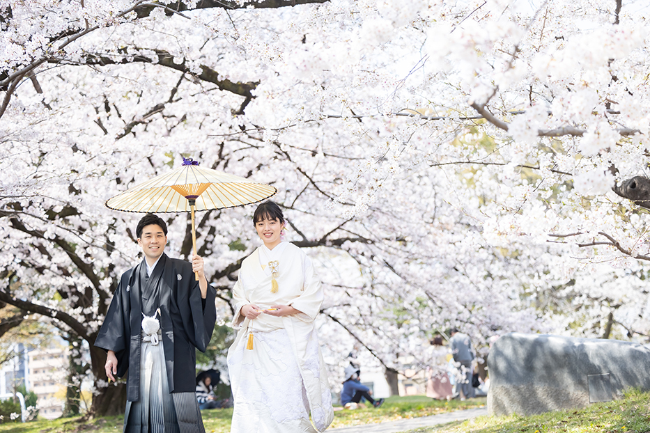 桜シーズンの結婚式前撮り