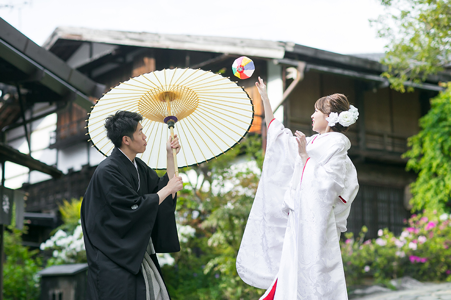岐阜県の馬籠と妻籠での和装前撮り撮影