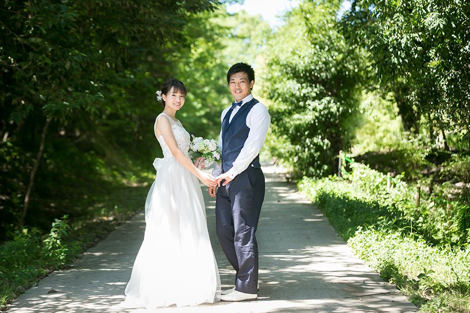 尾張旭市の森林公園でのドレス前撮り撮影
