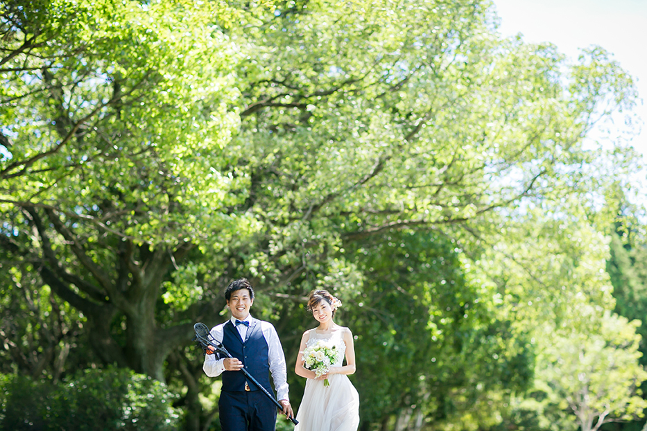 尾張旭市の森林公園でのドレス前撮り撮影
