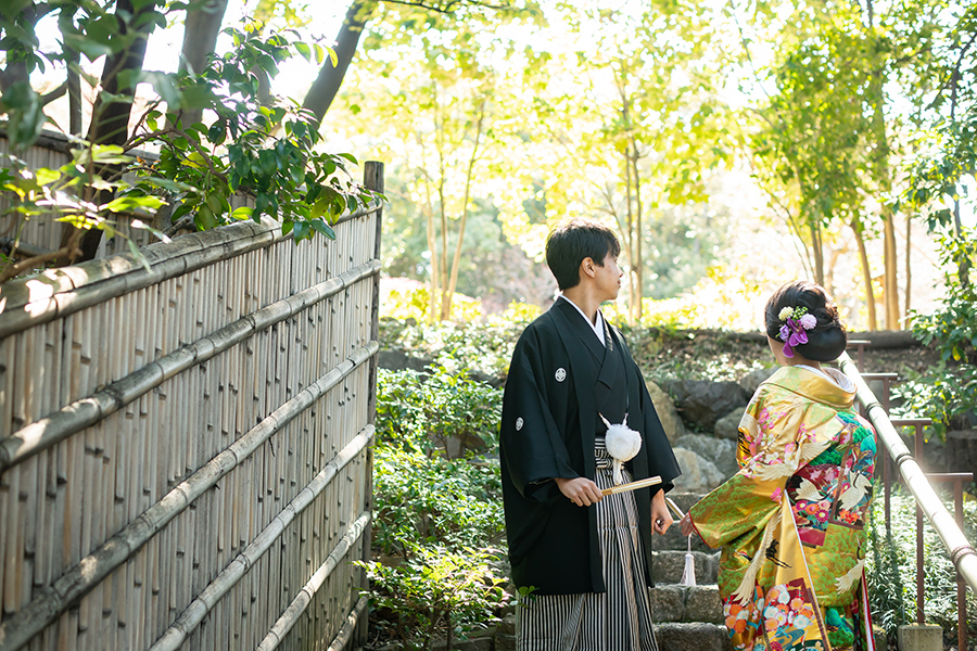 名古屋市の徳川園と東山荘での和装前撮り撮影