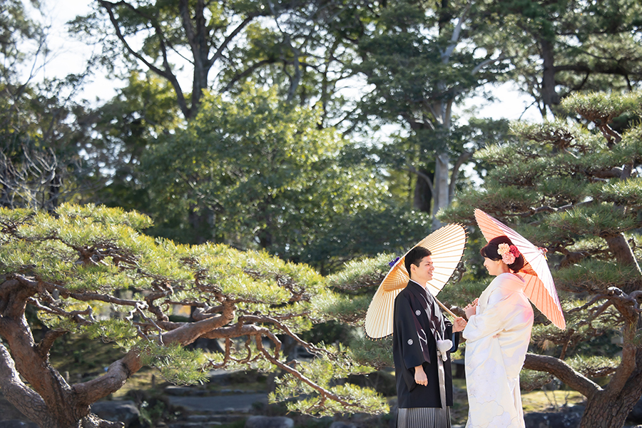 名古屋市の徳川園で色打ち掛け、桑名市の六華苑で白無垢の和装前撮り