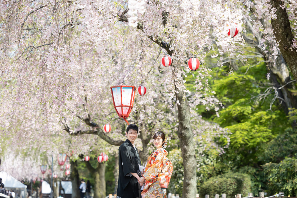 名古屋城で桜前撮りロケーション撮影