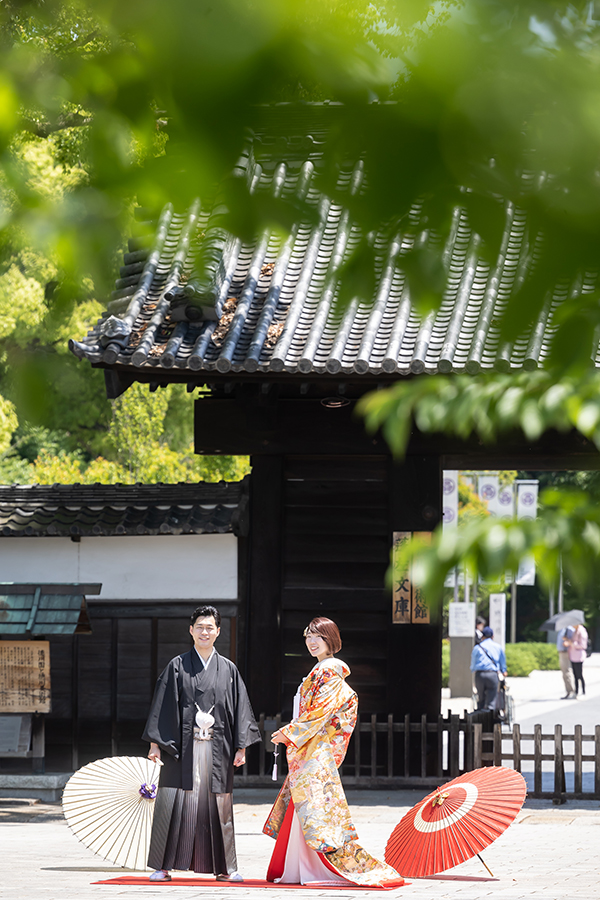 名古屋市の徳川園と三重県六華苑での和装前撮り撮影。白無垢と色打ち掛けでの撮影