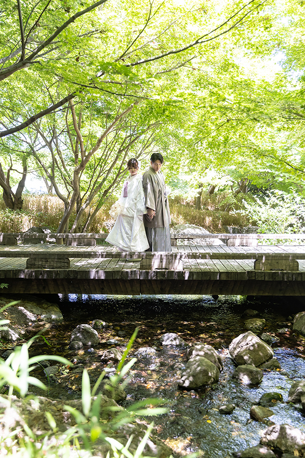 名古屋市の白鳥庭園での和装前撮りロケーション撮影