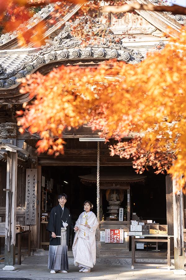岐阜・赤坂宿での紅葉・和装前撮り。