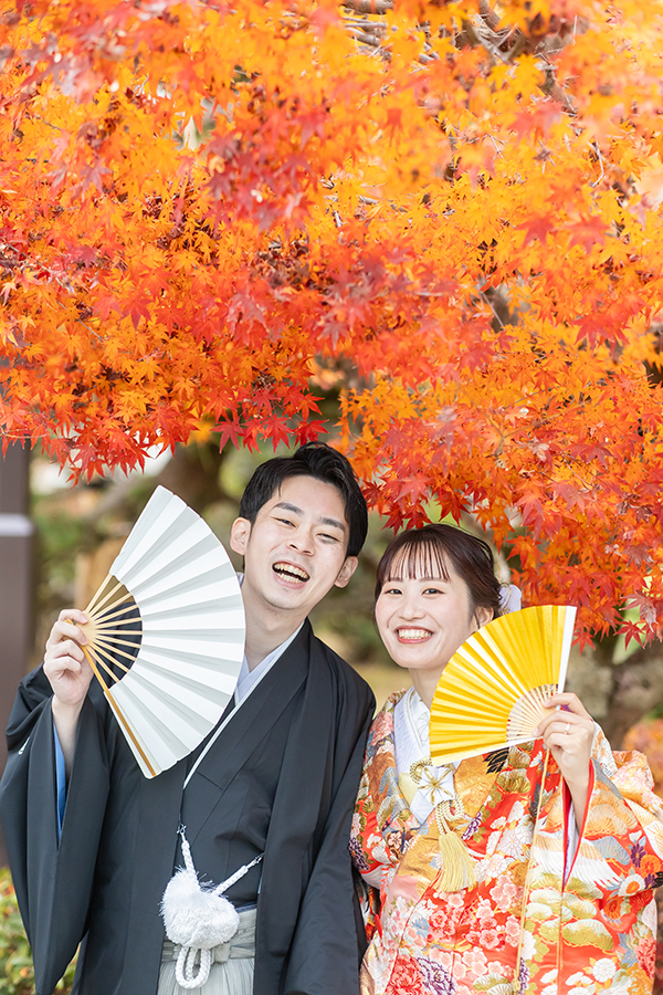 岐阜公園での紅葉・和装前撮り