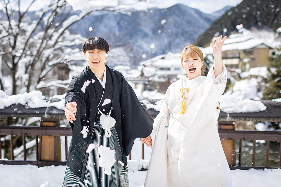 郡上八幡・雪の中での和装前撮り