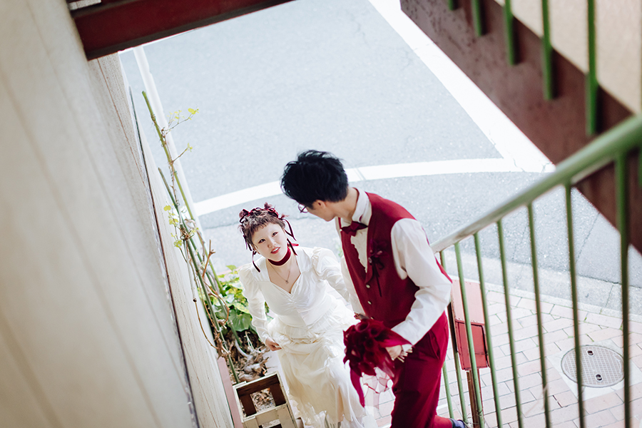お二人が大好きな名古屋市・大須でドレス前撮り